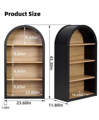 43" Arched Bookshelf - 4 Tiers Bookcase with Storage Shelves for Living Room, Home Office