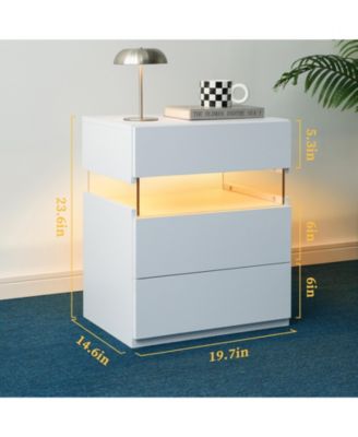 Elegant Modern Wooden Nightstand with 3 Drawers Finish Bedside Table for Bedroom Living Room