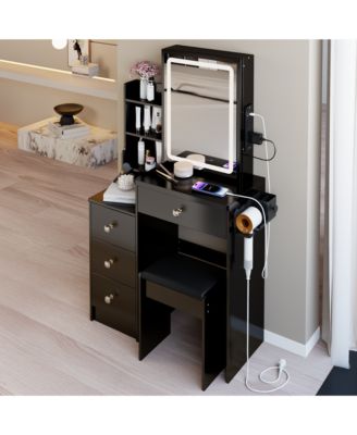 Elegant Modern Wooden Nightstand with 2 Drawers Finish Bedside Table for Bedroom Living Room