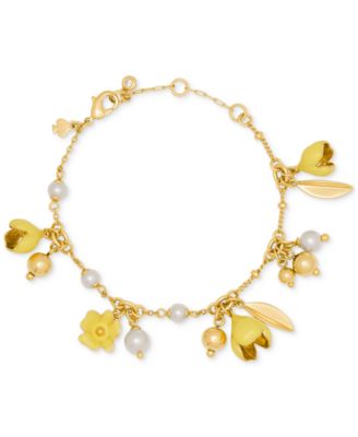 Cubic Zirconia & Glass Golden Bloom Bracelet