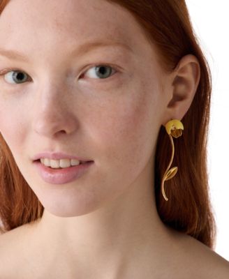 Cubic Zirconia & Imitation Pearl Golden Bloom Floral Statement Earrings