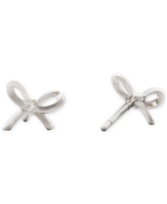 Cubic Zirconia Girlie Pearlie Mini Bow Stud Earrings (Also Available in Silver-Tone)