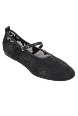 Juny Mesh Floral Embroidery Ballet Flat