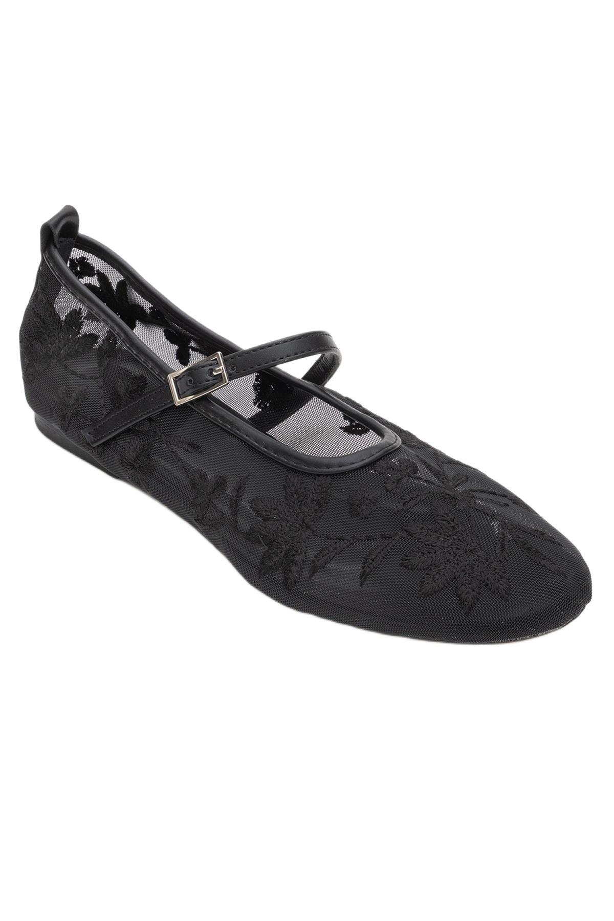 Prologue Shoes Women's Juny Mesh Floral Embroidery Ballet Flat
