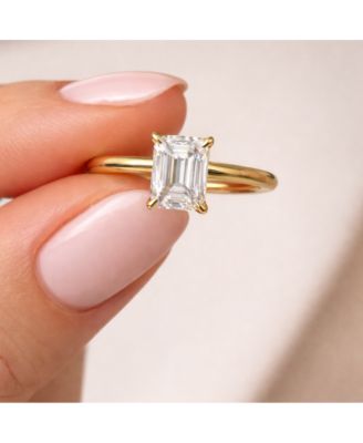 Valentina Moissanite 3 ct. t.w. Emerald Cut Solitaire Ring in Gold Vermeil