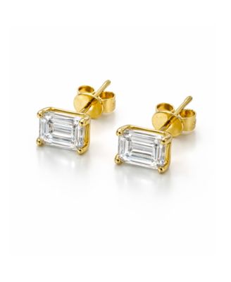 Valentina Moissanite 1 ct. Emerald Cut Stud Earrings in Gold Vermeil
