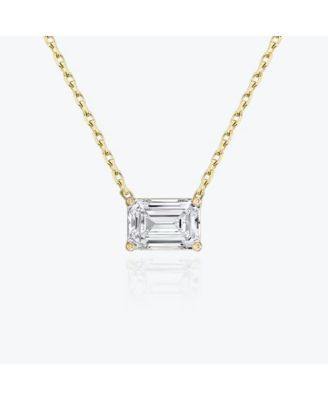 Valentina Moissanite  Emerald Cut Pendant Necklace in Gold Vermeil