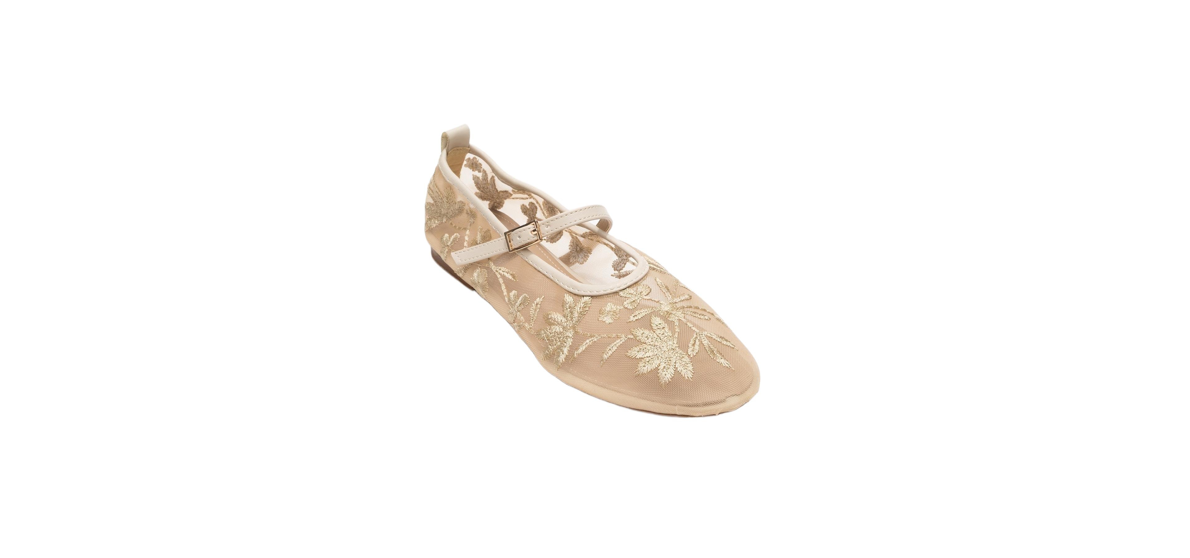Prologue Shoes Women's Juny Mesh Floral Embroidery Ballet Flat