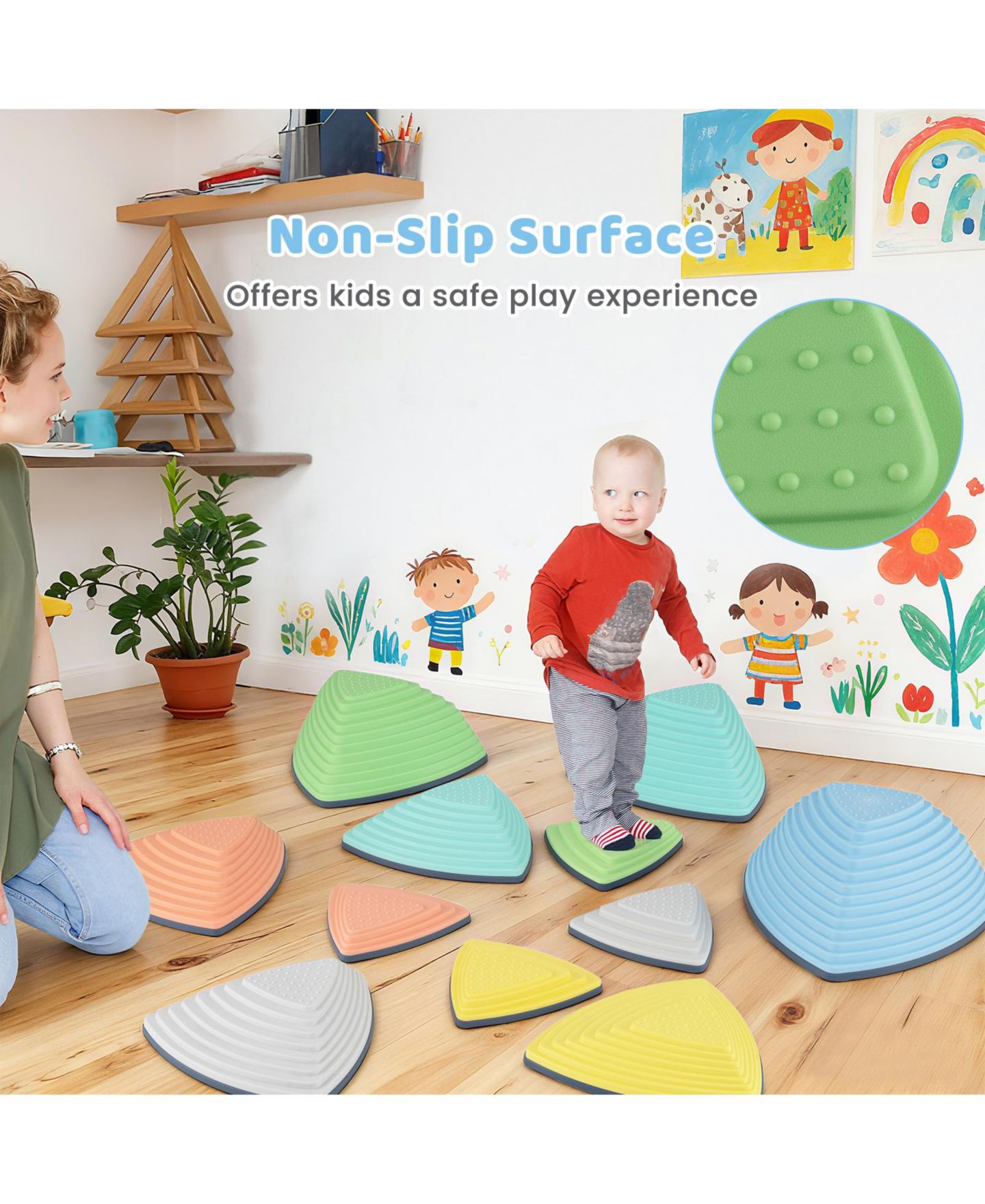 Детские игрушки Slickblue Balance Stepping Stones Non-Slip, 11-Piece Set, от 3 лет, цвет: Разноцветный — фото 7