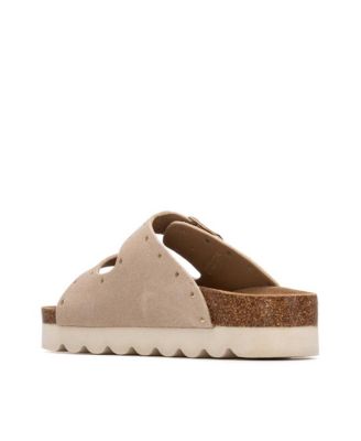 Women's Refresh Collection Eyelets Double Strap Buckle Flat Sandals