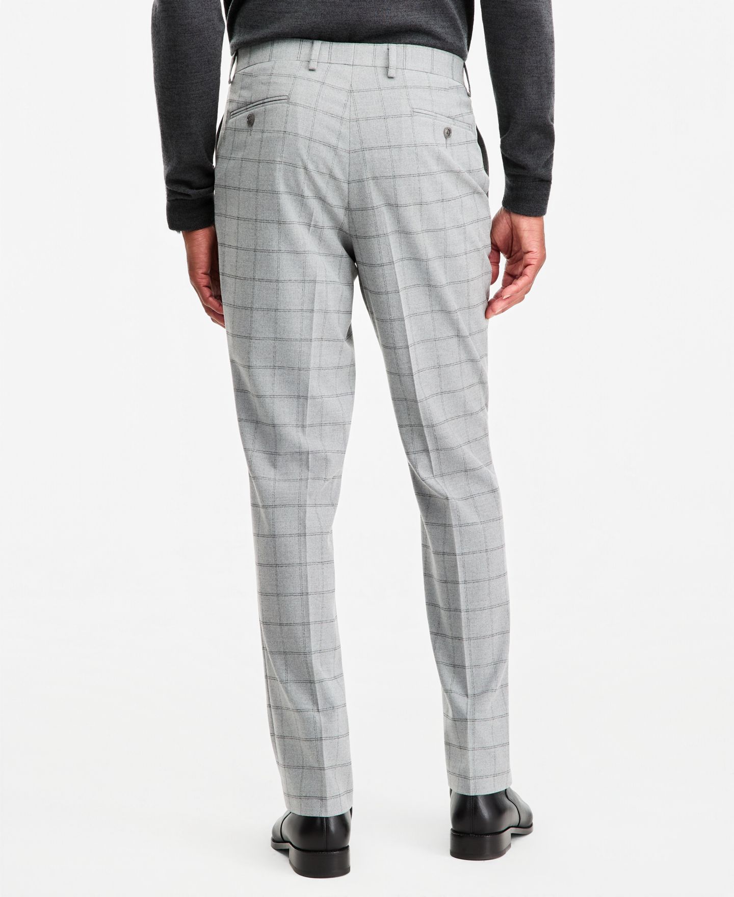Мужские брюки Tayion Collection Classic-Fit Gray & Black Check Suit Separate, цвет: Серый чёрный — фото 4