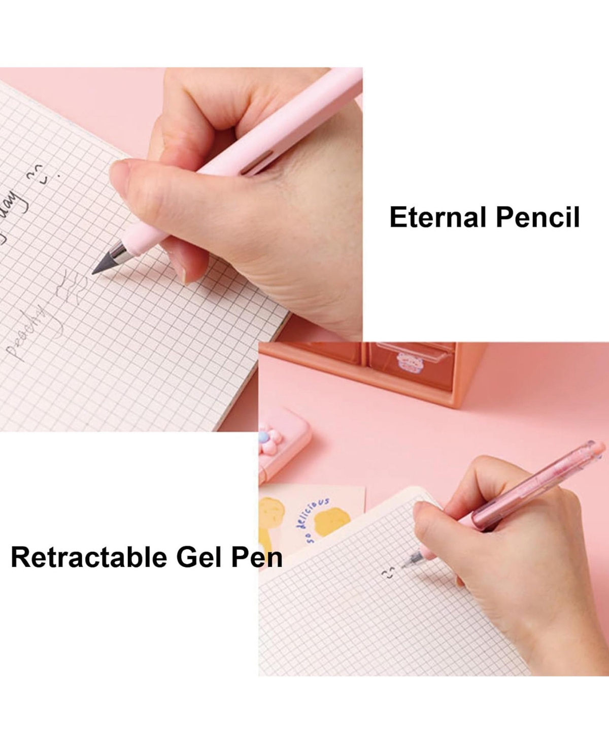 Htutwoo 7-In-1 Stationery Set with Gel Pen, Highlighter, Ballpoint Pen, Pencil, Eraser, Knife and Correction Tape