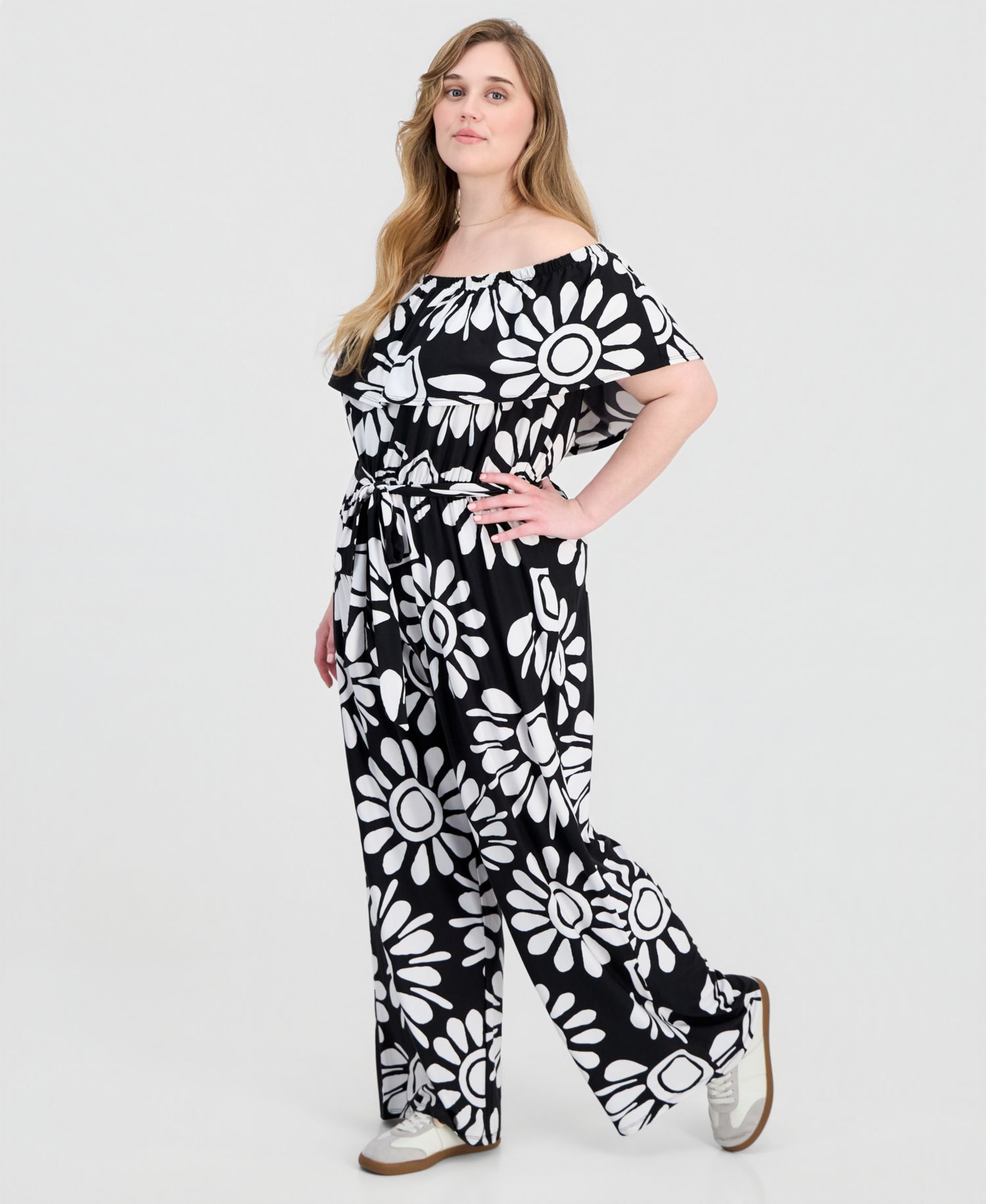 Trendy Plus Size Off-The-Shoulder Jumpsuit