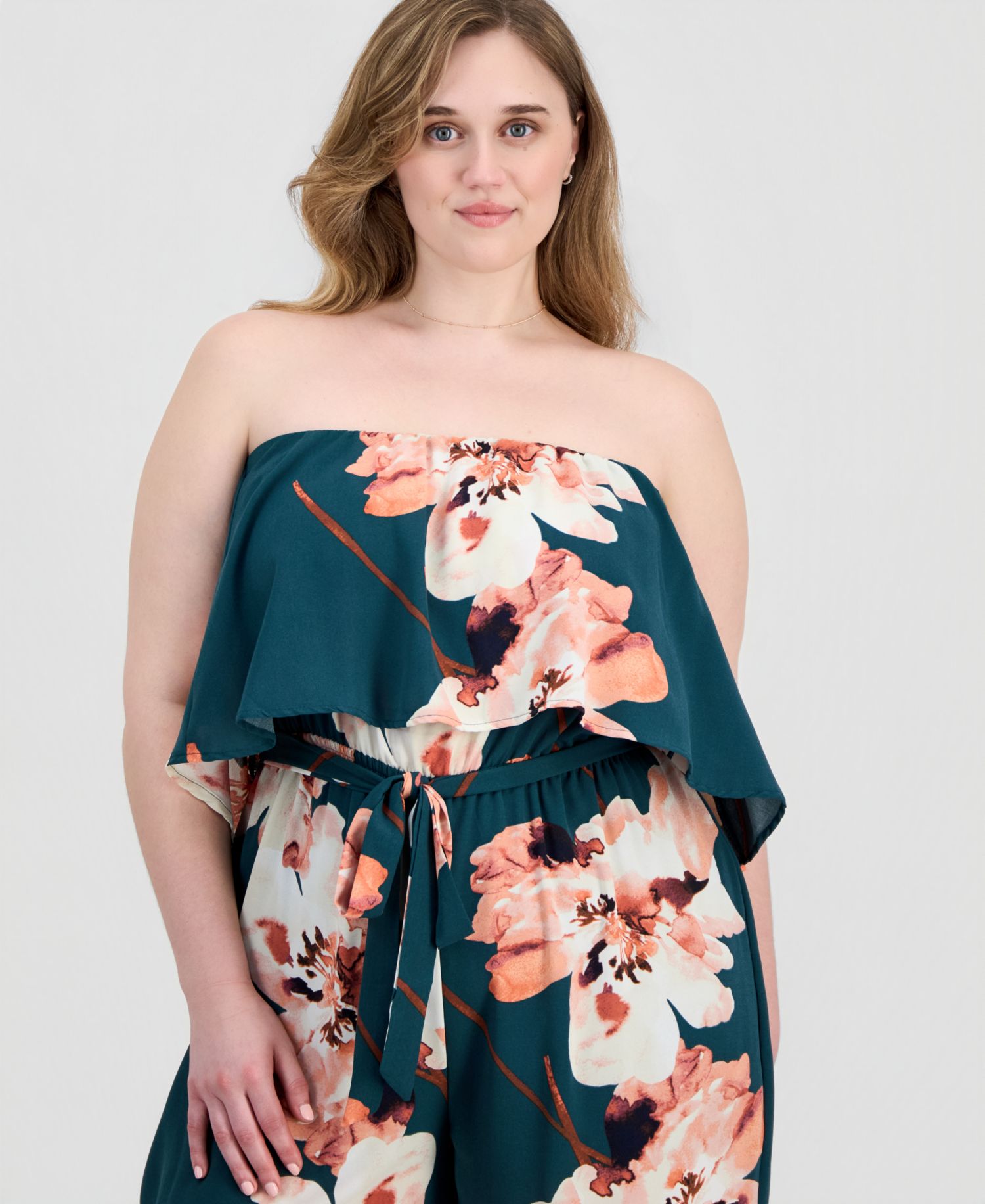 Trendy Plus Size Strapless Jumpsuit