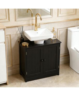 23.5 Inch Under Sink Bathroom Cabinet, MDF Vanity with Adjustable Shelf for Pedestal Sink Storage