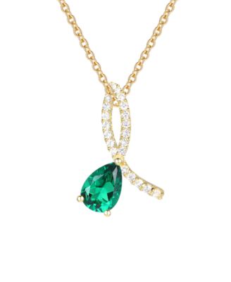 Lab Grown Ruby (1-3/8 ct. t.w.) & Lab Grown White Sapphire (1/5 ct. t.w.) Pendant Necklace in 14k Gold Over Sterling Silver (Also Available in Emerald & Sapphire)
