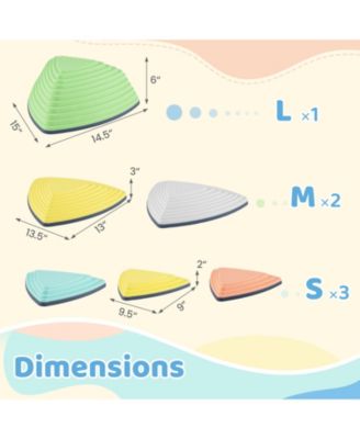 Kids Balance Stones Set of 6 Non Slip Stepping Toys with Bag