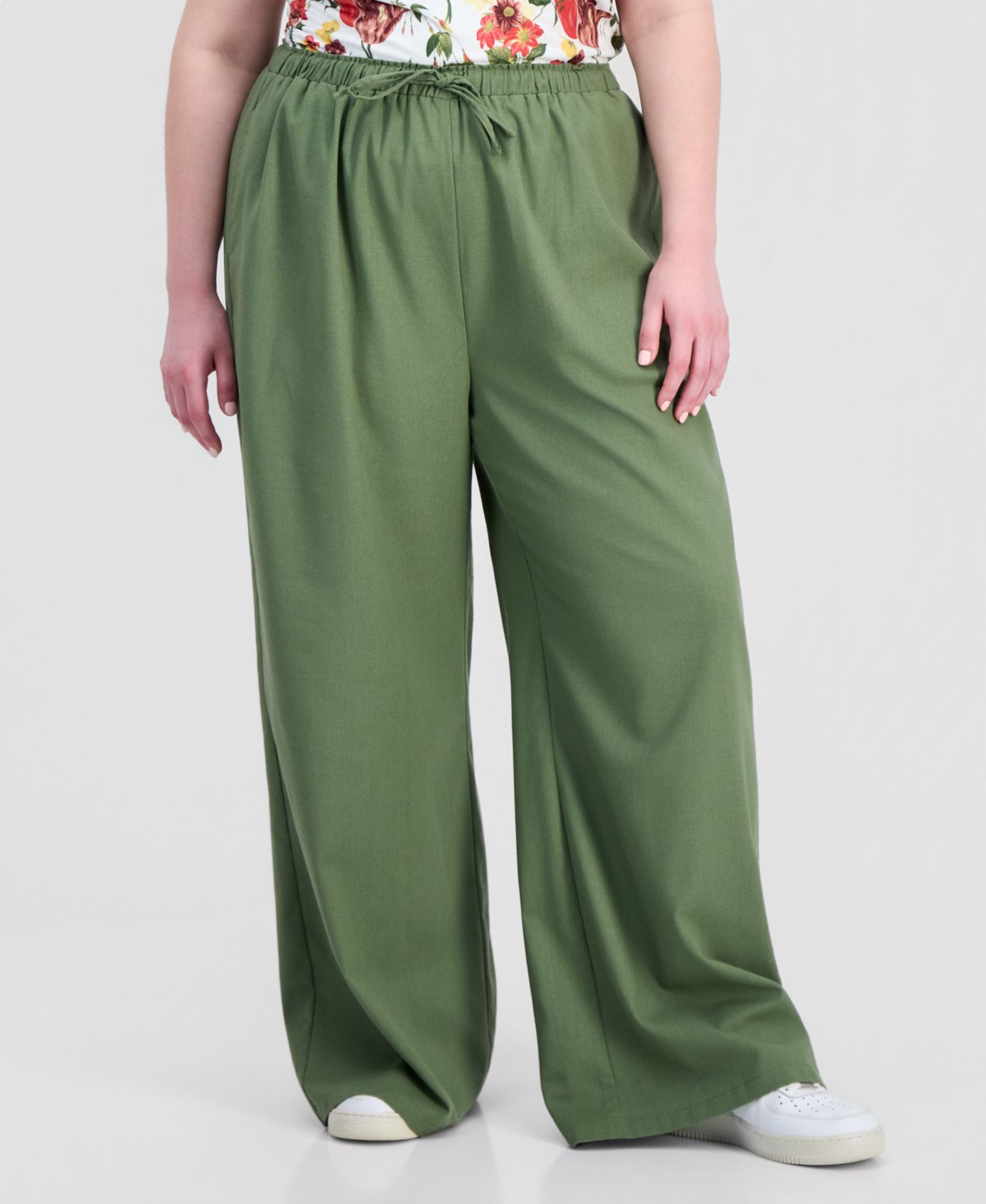 Trendy Plus Size Drawstring-Waist Wide-Leg Pants