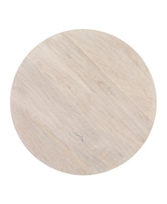 Round 23" Wood End Table with 2-Woven Cane Shelves