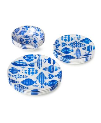 Fish Tale 12-Piece Dinnerware Set, Service for 4