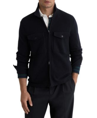 Men's Wool Knitted Zip-Through Overshirt