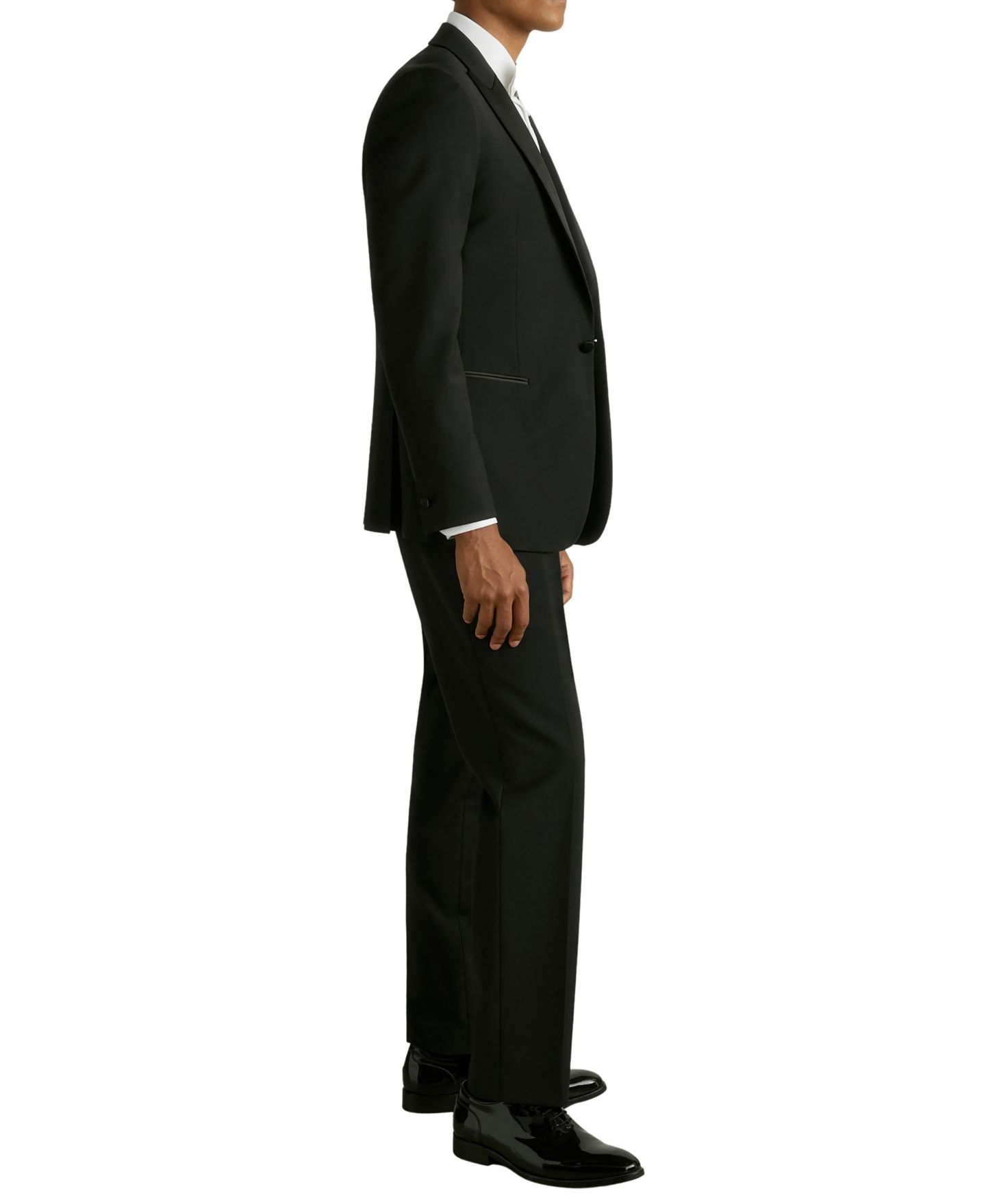 Мужские брюки REISS Poker Tailored-Fit Wool-Blend Tuxedo, цвет: Чёрный — фото 4