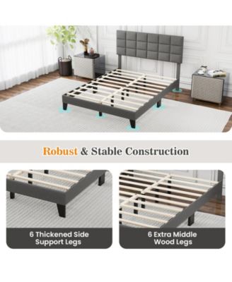 Modern Linen Bed Frame with Adjustable Headboard