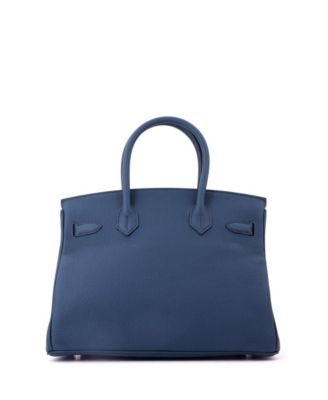 Birkin 30 Handbag Blue Togo with Palladium Hardware