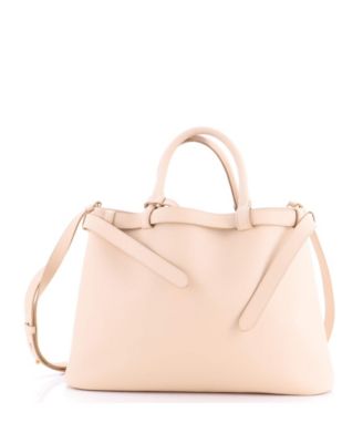 Medium Double Buckle Belt Tote Bag Leather