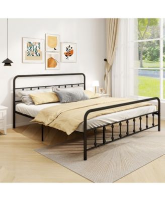 King Size Bed Frame with Headboard and Under Bed Storage