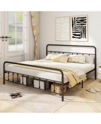 King Size Bed Frame with Headboard and Under Bed Storage