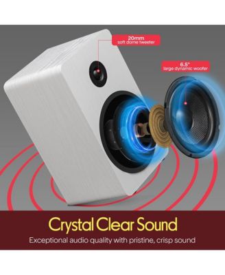 6.5” Bookshelf Speakers - Pair of Wired Bookshelf Speakers with Wall Mount Brackets, 2-Way HiFi Home Theater with Fiberglass Cone