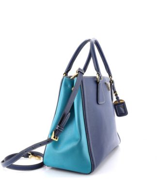 Small Bicolor Lux Convertible Open Tote Saffiano Leather