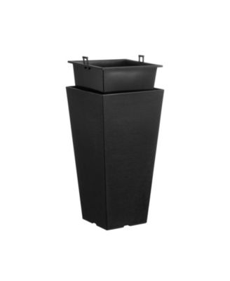 Set of 2 Tall Tapered Square Planters, 22 in Large Indoor Outdoor Plant Pots