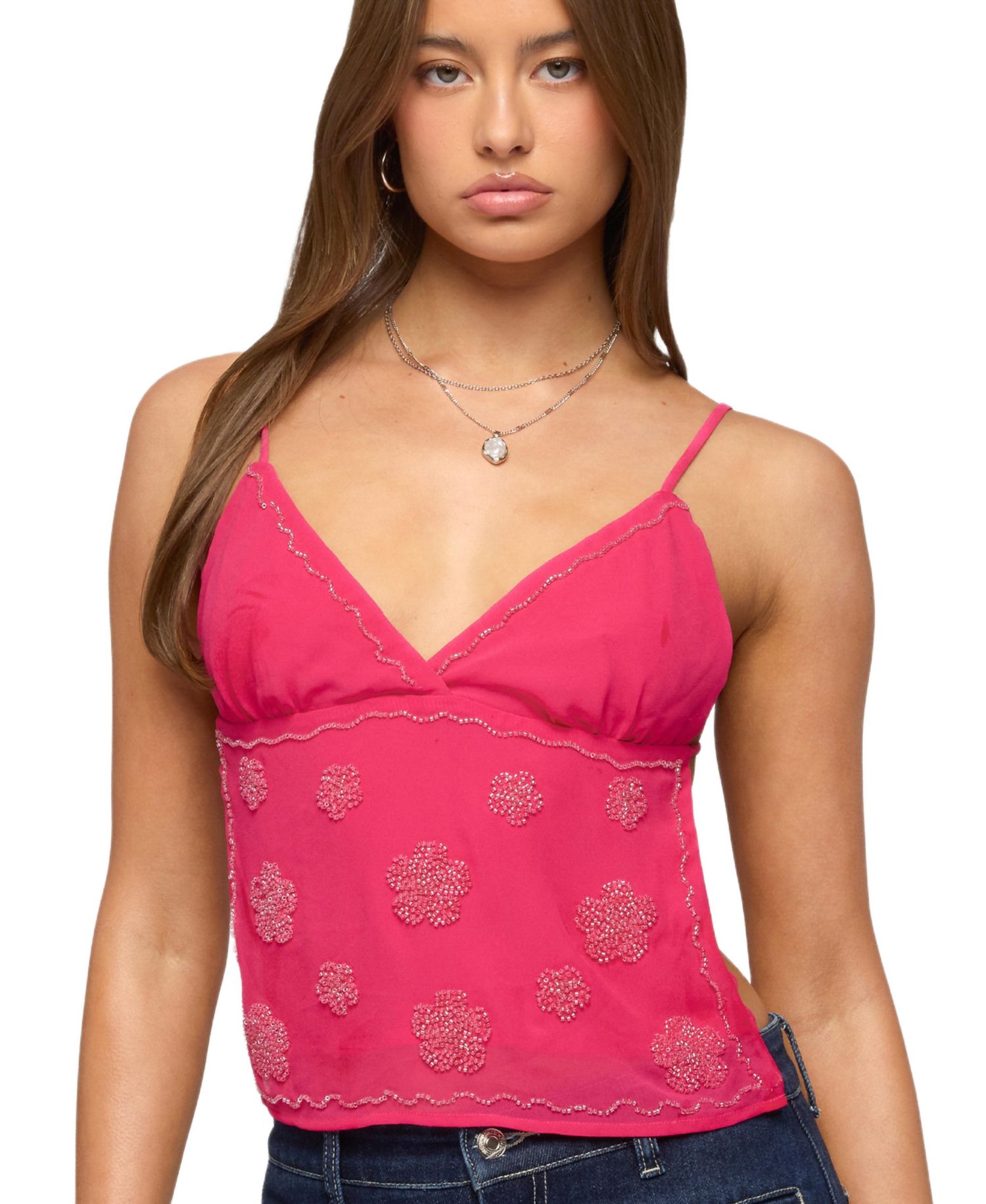 Women's Kazi Backless Floral Bead Top