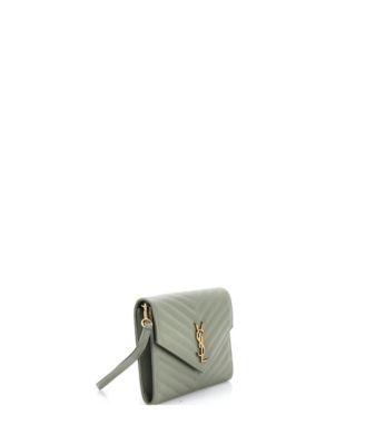 Classic Monogram Envelope Wristlet Clutch Matelasse Chevron Leather
