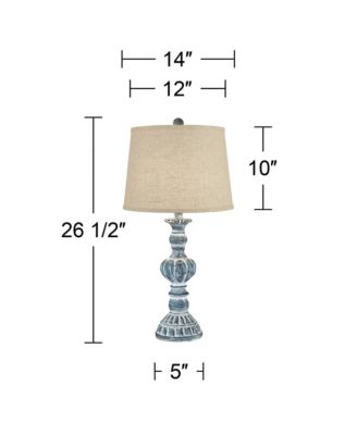 Tanya Country Cottage Table Lamps 26 1/2" High Set of 2 Burlap Linen Drum Shade for Bedroom Living Room Bedside Nightstand Home