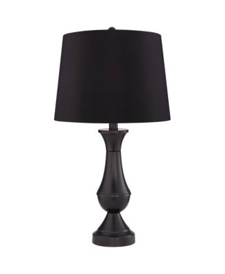 Traditional Table Lamps 25" High Set of 2 with USB Port Bronze Metal LED Touch On  Faux Silk Drum Shade for Bedroom Living Room