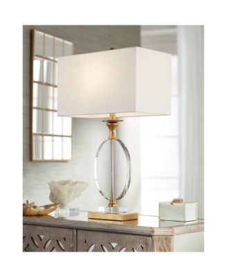 Valerie 28" Tall Round Geometric Modern Table Lamps Set of 2 Gold Crystal Living Room Bedroom White Shade