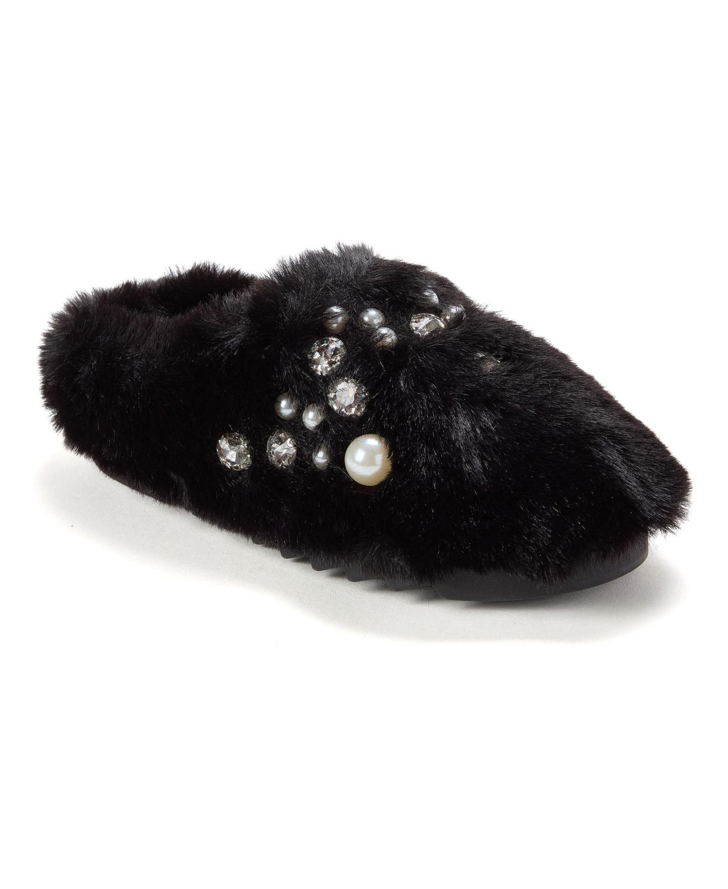 Женские сабо Dearfoams Annabelle Pile Clog Slipper with Embellishment, цвет: Чёрный — фото 1