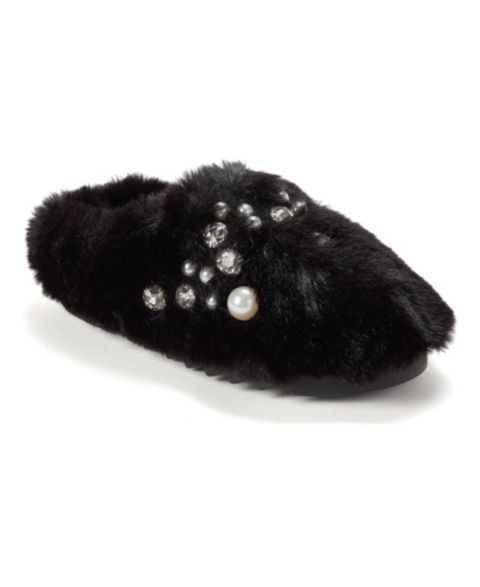 Женские тапочки Dearfoams Annabelle Pile Clog Slipper with Embellishment, цвет: Чёрный