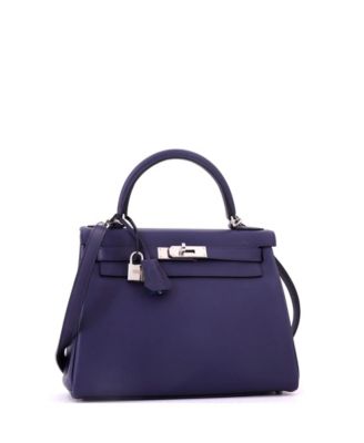 Kelly 28 Handbag Verso Evercolor with Palladium Hardware