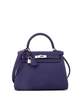 Kelly 28 Handbag Verso Evercolor with Palladium Hardware