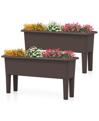 2 PCS Raised Garden Beds with Detachable Legs and Drainage Hole for Vegetables