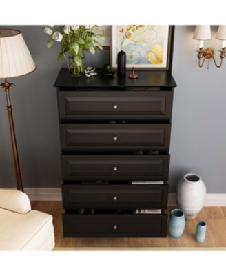 Wood Accent Storage Cabinets Organizer With 5 Drawers