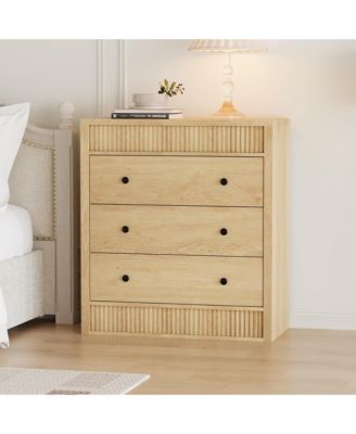 Drawer Dresser for Bedroom, Wide Fluted Chest of Drawers, Modern Wooden Storage Cabinet