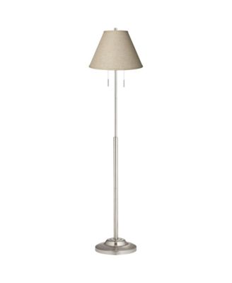 Abba Modern Floor Lamp Standing 66" Tall Brushed Nickel Fine Burlap Fabric Empire Shade for Living Room Bedroom Office House Home
