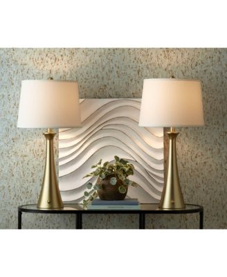 Karl 27 1/2" Tall Modern Table Lamps Set of 2 Full Range Dimmer USB Port Gold Metal Living Room Charging
