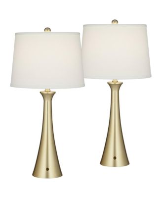 Karl 27 1/2" Tall Modern Table Lamps Set of 2 Full Range Dimmer USB Port Gold Metal Living Room Charging