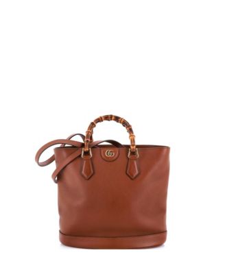 Medium Diana Bamboo Handle Round Tote Leather